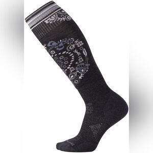 NWT Smartwool Women's PhD Ski Light Elite Pattern Socks in Charcoal, S